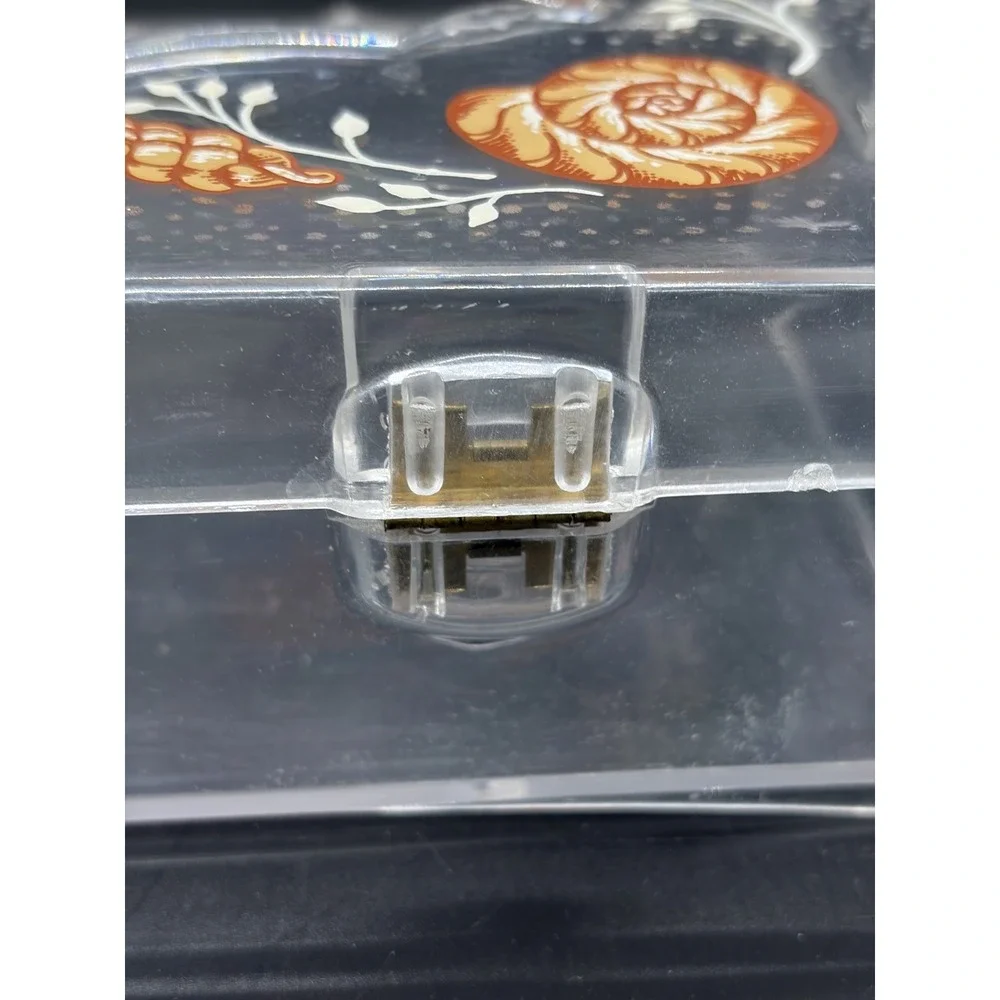 Wolff Tissue Box Holder Cover Clear‎ Lucite Acrylic Plastic Peach Seashells